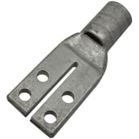 BURNDY Lug Terminal, Compression, 2/0 AWG, 2 Hole, 1/2" Stud, Long Barrel, Black