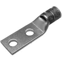 BURNDY Compression Terminal, 6AWG, 2 Hole, 1/4" Stud, 1 Hole Spacing, Inspection Window