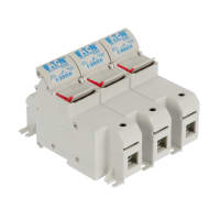 Bussmann by Eaton Fuse Holder, Modular, 3 Pole, 22x58mm, 125A, DIN Rail or Screw Mounting