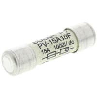 Bussmann by Eaton Photovoltaic Protection Fuse, 15A, 1000VDC, 10x38mm, Cylindrical, PV Series