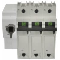 Bussmann by Eaton Compact Circuit Protector;Non-Fuse;W/Rotary Mechanism;Left Side;3 Pole;30A