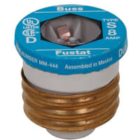 Bussmann by Eaton Fuse Edison Base Plug Type T Slow Blow Dual Element Round Screw Mount 125VAC A