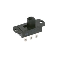 C&K Switch, Slide, DPDT, ON-ON, .335"Act, W/Detent, 6A, 125VAC, Panel W/Mounting Ears, Solder