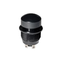 C&K Switch, P/B, Sealed, SPDT, ON-MOM, Extended Black Actuator, Dome Bezel, 5A, 32VDC, Solder