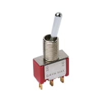 C&K Switch, Toggle, Sealed, SPDT, ON-OFF-ON, .450 Flatted AntiRotate Act, 5A, 120VAC, 28VDC