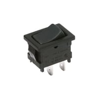 C&K Switch, Rocker, DPDT, ON-NONE-ON, Black Rocker Act, Snap-In, O/- Legend, 4A, 125VAC, QC