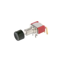 C&K Switch, P/B, Sealed, SPDT, ON-MOM, .740" Plunger W/.395 Blk Cap, 6A, 120VAC, 28VDC, Sldr