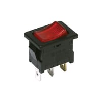 C&K Switch, Rocker, SPST, ON-NONE-OFF, Blk Rocker Actuator, O/- Legend, 16A, 125VAC.187 QC