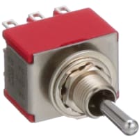 C&K Switch, Toggle, Sealed, 3PDT, ON-OFF-ON, .420 Actuator, 5A, 120VAC, 28VDC, Solder