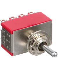 C&K Switch, Toggle, Sealed, 4PDT, ON-OFF-ON, .420 Actuator, 5A, 120VAC, 28VDC, Solder