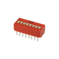 C&K Switch, DIP, Slide, SPST, 1 Position, Raised Actuator, 100mA, 5VDC, ThruHole, PC Pin