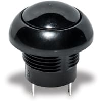 C&K Switch, P/B, Sealed, SPDT, ON-MOM, Standard Black Actuator, Dome Bezel, 5A, 32VDC, Solder