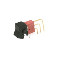 C&K Switch, Rocker, Sealed, SPDT, ON-ON, Blk .531 Rckr Act, 7.5A, 125VAC, 28VDC, Vert R/A PC