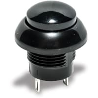 C&K Switch, P/B, Sealed, SPST-NC, ON-MOM, Extended Red Actuator, Dome Bezel, 5A, 32VDC, Sldr