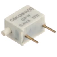 C&K Switch;P/B;SPST-NO;OFF-MOM;Rnd Wht Plunger;ThruHole;R/A;0.4A;20V AC/DC;PC Pin