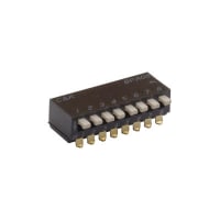 C&K Switch, DIP, Side Actuated, Slide, SPST, 8 Pos, Raised, 100mA, 5VDC, R/A, ThruHole, PC Pin