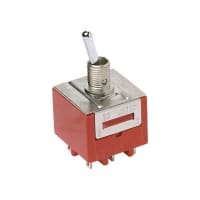 C&K Switch, Rocker Toggle, Sealed, DPDT, ON-ON, .410" Anti Rotate, 6A, 125VAC, 30VDC, Solder