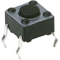 C&K Switch, Tact, SPST-NO, OFF-MOM, Top Actuated, 5.00mm Act, 0.05A, 12VDC, ThruHole, PC Pin