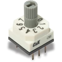 C&K Rotary Switch, 10 Pos., Octagon, Extended, Slot Screw Type Actuator, 150mA, 42VDC, PC