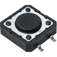 C&K Switch, Tact, SPST-NO, OFF-MOM, Top Actuated, 8.5mm Actuator, 0.05A, 12VDC, PC Pin