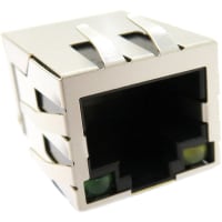 Adam Tech RJ45 Modular Jack, Shielded, Pnl Gnd, Dip, Side Entry, Y/G LED's Magnetics