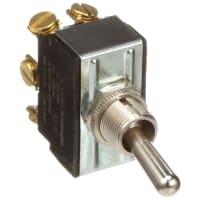 Carling Technologies Switch, Toggle, DPDT, ON-OFF-ON, Bat Lever Actuator, Non-Illum, 15A, 125VAC, Screw Term