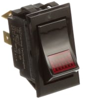 Carling Technologies Switch;Rocker;SP;ON-NONE-OFF;Curved;Gloss;Blk;Illum;125V Neon;Red;15A;125VAC;QC