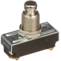 Carling Technologies Switch, Pushbutton, SP NC, Momentary, 15A 125VAC, Screw terminals, Mtl button