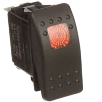 Carling Technologies Switch, Rocker, 20 A, 12 V, ON-NONE-ON, 10 Milliohms (Max.) at 4 VDC, 50 Megohms