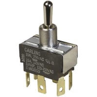 Carling Technologies Switch, Toggle, DPDT, (ON)-OFF-(ON), Round Actuator, Non-Illum, 15A, 125VAC, Combi Term