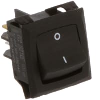 Carling Technologies Switch, Curvette Rocker, Standard Base, Double Pole, Off-None-On, Tab Terminals