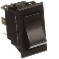 Carling Technologies Switch, Rocker, DPDT, ON-OFF-ON, Curved, Gloss, Black, Non-Illum, 15A, 125VAC