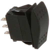 Carling Technologies Switch, Rocker, DPDT, ON-NONE-ON, Non-Illum, Amber Lens, Hard Black Act, 20A, 250VAC, QC