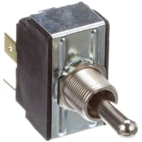 Carling Technologies Toggle Switch, DPDT, (ON)-OFF-(ON), Reversing, Round Actuator, 15A, 125VAC, QC Tabs