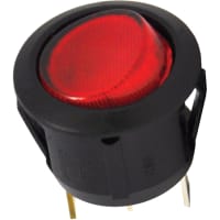 Carling Technologies Switch Rocker, SPDT, ON-NONE-OFF, 125V Neon, Red, 10A, 125VAC, QC, RR/LRR Series