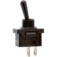 Carling Technologies Switch, Toggle, PCB Mount, 5 A @ 250 VAC, 10 A @ 125 VAC, 125/250 VAC, SPST