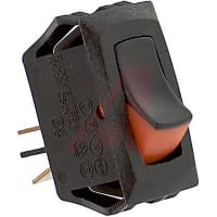 Carling Technologies Rocker Switch, SPST, On-Off, 10 Amps, .250 Tab, Blk, O/I Vertical, R Series