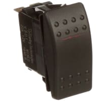 Carling Technologies Switch;Rcker;SPDT;(ON)-OFF-(ON);Illum;Incand;12V;Red Lens;Blk Act;20A;QC No Lgnd