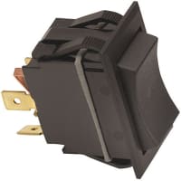 Carling Technologies Rocker Switch, DPDT, (ON)-OFF-(ON), Black Curved Gloss Actuator, 15A, 125VAC, .250"QC