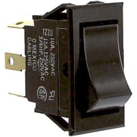 Carling Technologies Switch, Rocker, DPST, ON-NONE-ON, Curved, Gloss, Black Actr, Non-Illum, 15A, 125VAC, Combi