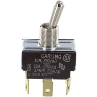 Carling Technologies Switch, Toggle, 250 VAC, 10 A, DPDT, 0.465 in. bat act.