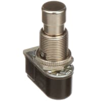 Carling Technologies Switch;Pushbutton;SPST;OFF-ON;Rnd Actuator;Non-Illum;6A;125VAC;Solder Lug at End