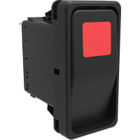 Carling Technologies Rocker Switch, DPDT, ON-NONE-ON, 1 X 125VAC Neon Lamp, Red Square Lens, 15A, .250"QC