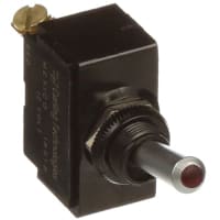 Carling Technologies Switch, Toggle, SPST, (ON)-NONE-OFF, Illum Paddle, Red-Cealr-Amber, 12V, 15A, 125VAC, QC