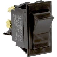 Carling Technologies Switch, Rocker, DPST, 15 A @ 125 VAC, 10 A @ 250 VAC, 125/250, On-Off, Black