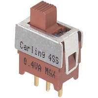 Carling Technologies Switch, Slide, Single Pole, 0.4 VA (Max.) @ 20 V (Max.), 20 VAC/20 VDC (Max.)