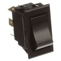 Carling Technologies Rocker Switch, DPDT, ON-OFF-ON, 20A, Black Curved Gloss Actuator, 125VAC, .250"QC