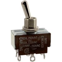 Carling Technologies Switch, Toggle, DPDT, ON-NONE-ON, Bat LeverActuator, Non-Illum, 15A, 125VAC, Solder