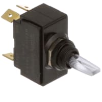 Carling Technologies Switch, Toggle, SPDT, ON-OFF-ON, Clr Pddl Act, 12V Incand, Red/Clr/Amber, 15A, 125VAC, QC