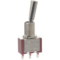 Carling Technologies Mini Toggle Switch, Sealed, SPDT, Flat Actuator, 5A, 28VDC, Solder, 2M Series